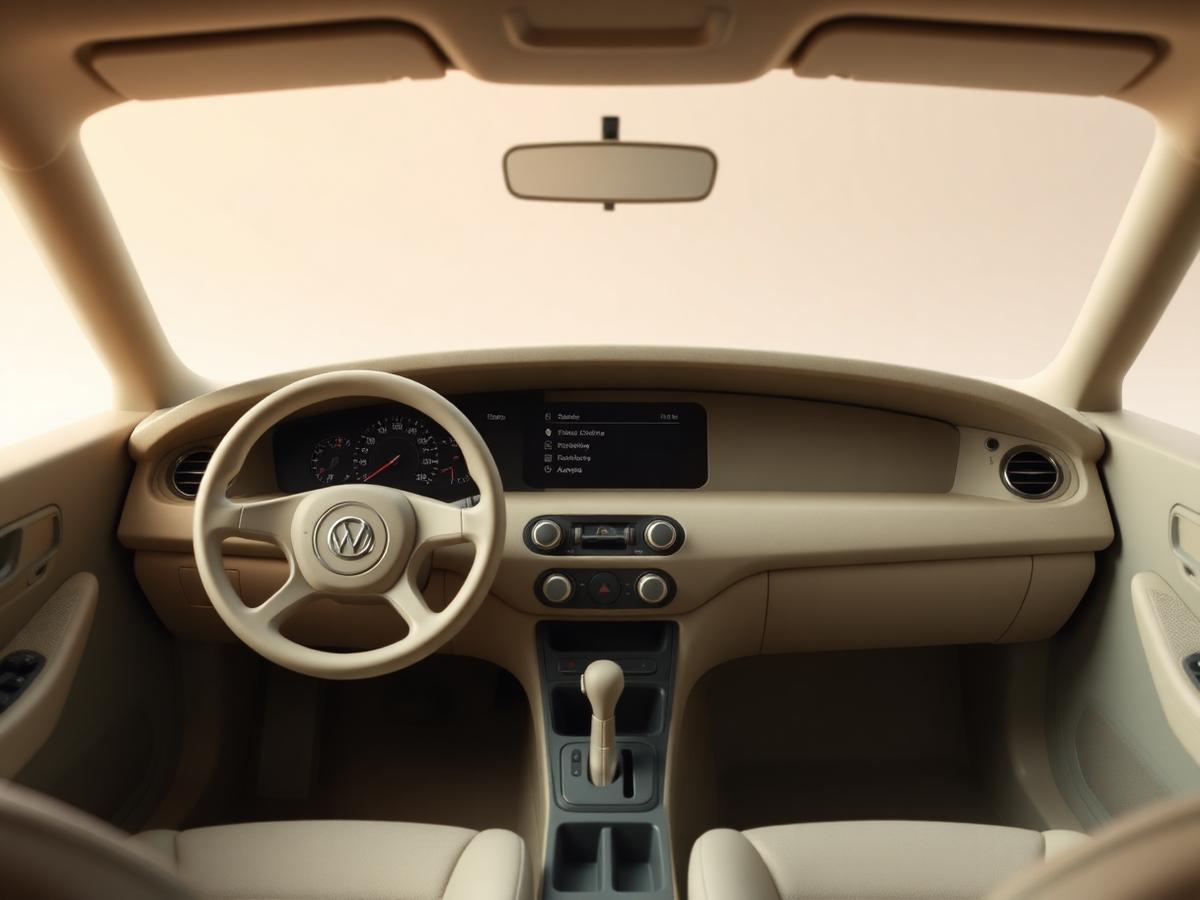 Warm-toned car cockpit with a center-stack display concept